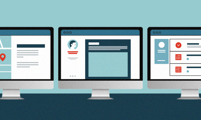 Computer screens showing the work of a UX designer 