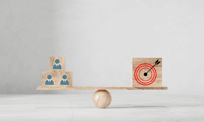 A teeter totter to symbolize marketing public relations vs marketing