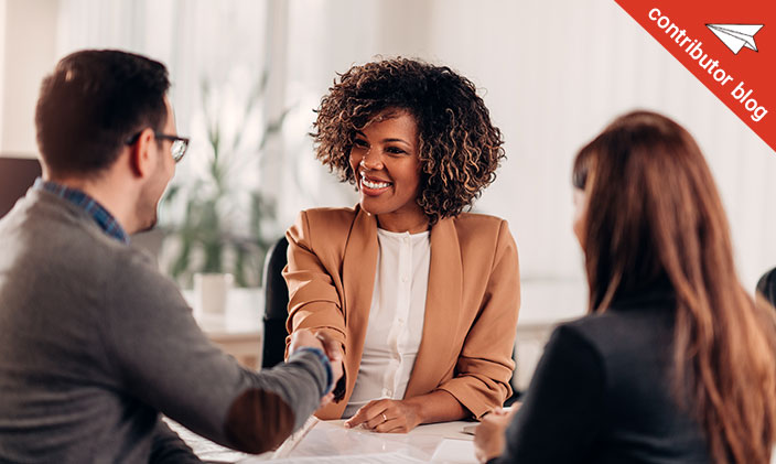Business people shaking hands after a meeting 