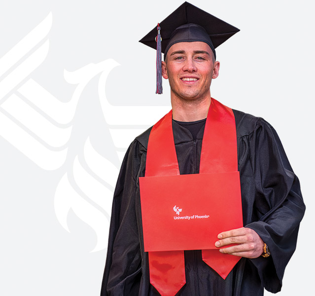 University of Phoenix graduate holding their diploma