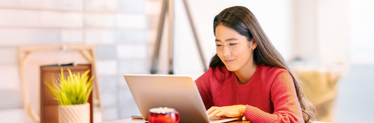 student reviewing scholarships online