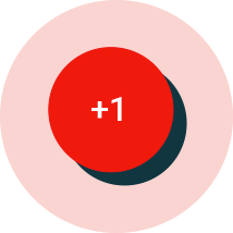 a red circle with a white plus 1 in the middle