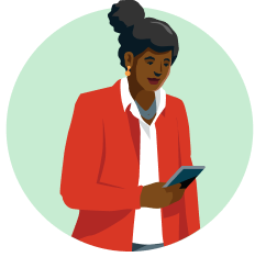 Illustration of a person exploring savings opportunities on their phone